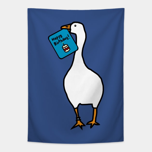 Happy Birthday Gaming Goose Cute Animals Design Tapestry by ellenhenryart