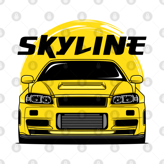 Yellow Skyline R34 by GoldenTuners