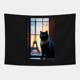 Black British Shorthair In Paris Tapestry