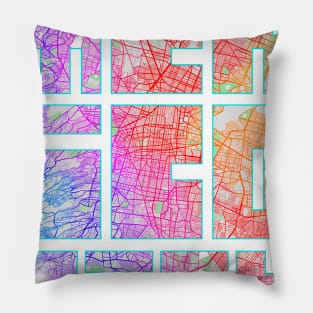 Mexico City Map Typography - Colorful Pillow