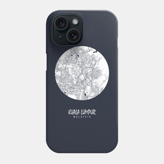 Kuala Lumpur, Malaysia City Map - Full Moon Phone Case by deMAP Studio