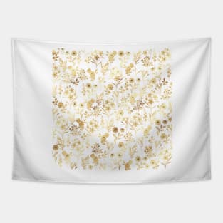 Botanical Gold Flowers Pattern Tapestry