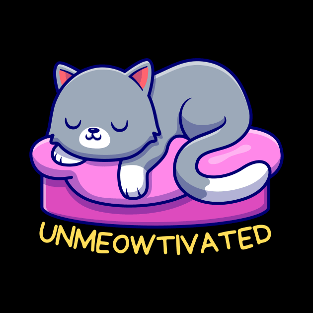 Unmeowtivated | Cute Unmotivated Cat Pun by Allthingspunny