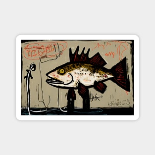 Brown Trout in Abstract Style Painting Magnet