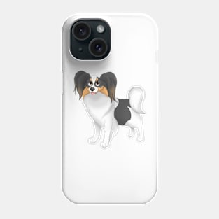 White, Black & Tan Papillon Dog Phone Case