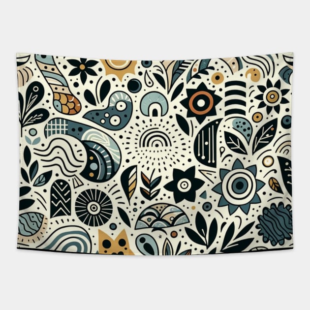 Folkloric Doodle V1 Tapestry by GracePaigePlaza