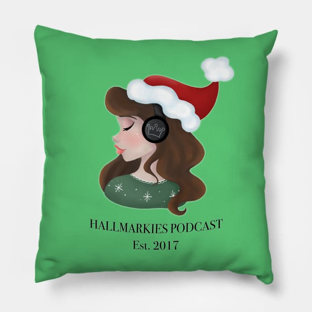 Hallmarkies Podcast Santa Girl Tee Pillow by Hallmarkies Podcast Store