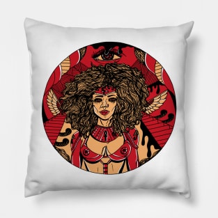 Red and Cream Kemet Warrior Pillow