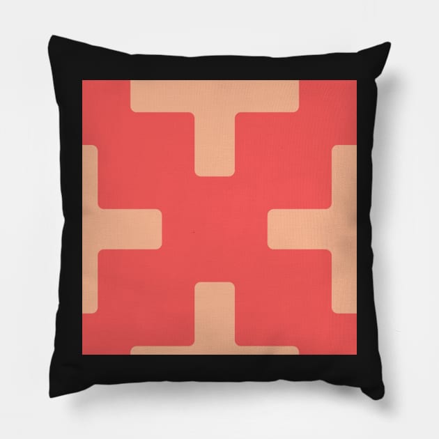 watermelon pink and blush plus cross block pattern Pillow by FrancesPoff