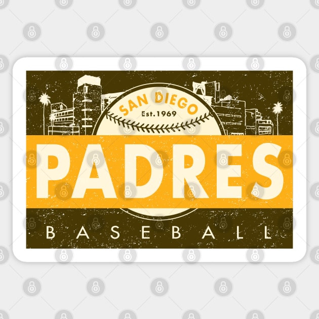 San Diego Padres Vintage Logo on Old Wall T-Shirt by Design