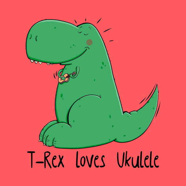 Cute T-Rex loves Ukulele by schlag.art