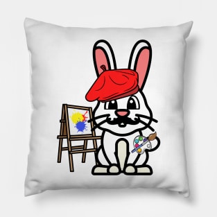 Cute Rabbit is a painter Pillow