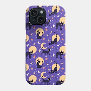 Moonlit Cats on Blue Phone Case