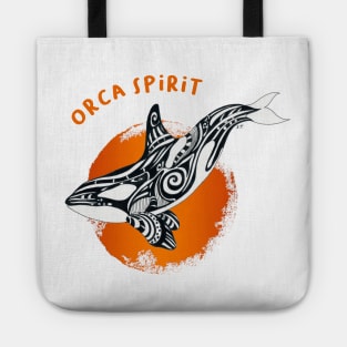 Orca Killer Whale Spirit Orange Tribal Sun Tattoo Ink Tote