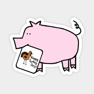 Cute Pig With Thanksgiving Turkey Greetings Magnet