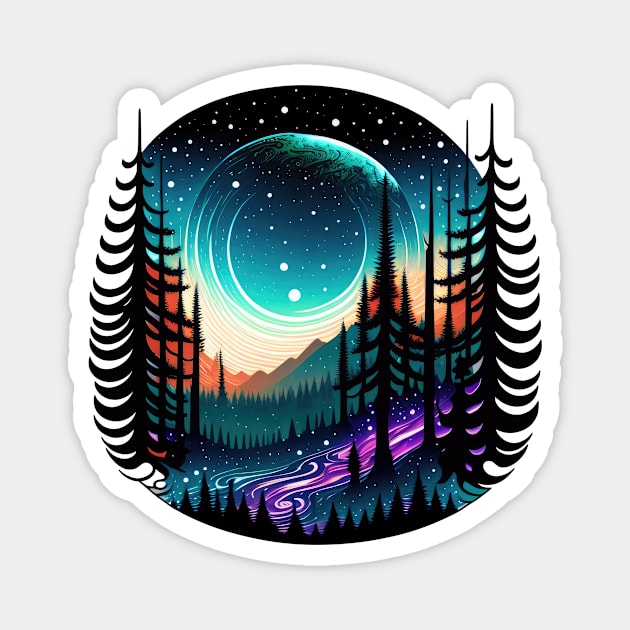 Galactic Forest II - Black BG Magnet by Shappie112