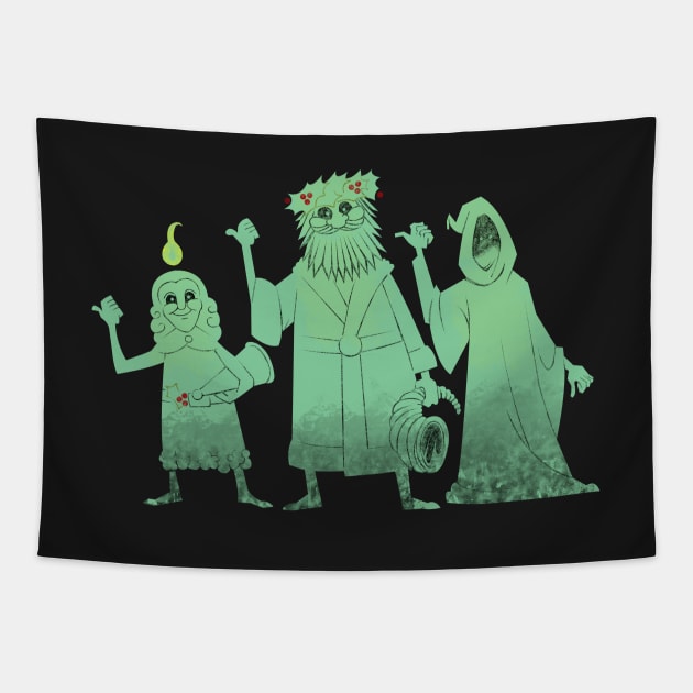 Hitch-hiking Christmas Ghosts Tapestry by RoguePlanets