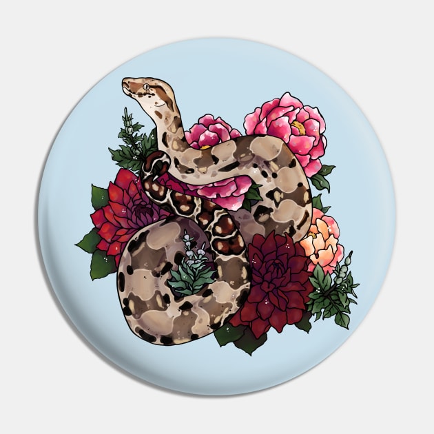 Floral Boa Constrictor Pin by slothbug