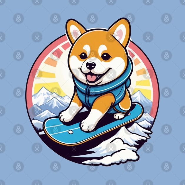 Majestic Snowboarding Shiba Inu by nicecorgi