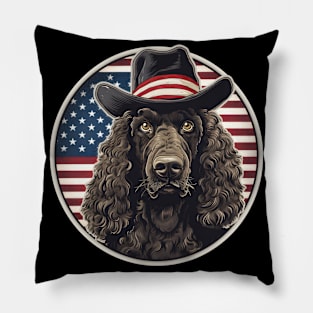 Irish Water Spaniel 4th of July Pillow