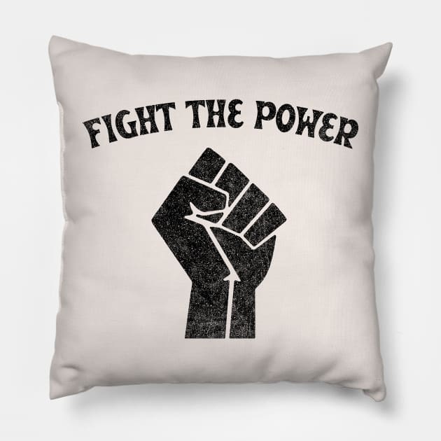 Fight The Power - Faded/Vintage Style Black Power Fist Pillow by DankFutura