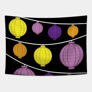 Lanterns | Purple Yellow Orange Tapestry