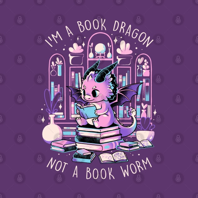 Book Dragon - Cute Dark Dragon Books Color Gift by eduely
