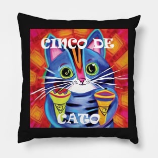 Cinco De Cato, Blue Cat Playing Maracas Music Pillow