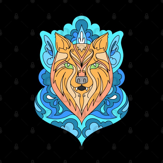 Wolf Mandala Spirit Animal by Mey Designs