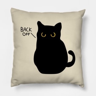 Grumpy angry black cat Pillow