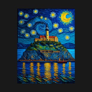 Alkatraz Island in starry night T-Shirt