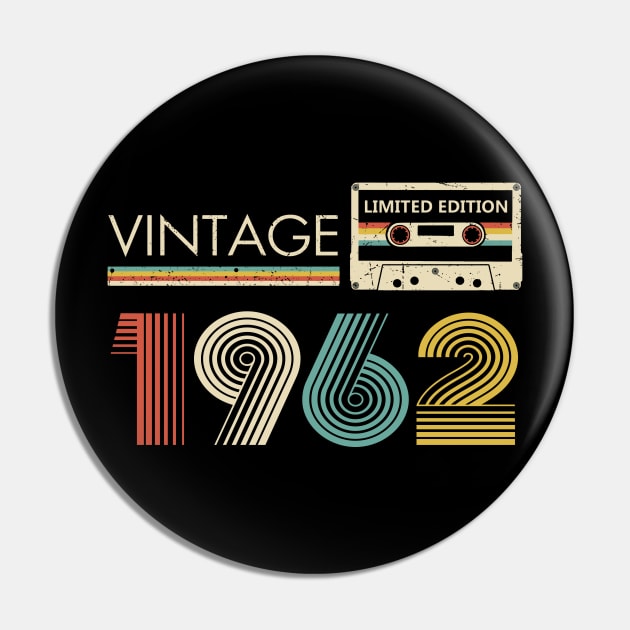 61st Birthday Vintage 1962 Limited Edition Cassette Tape Pin by Ripke Jesus