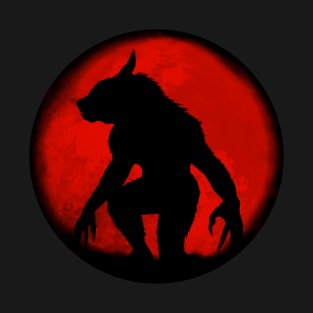 Werewolf and red full moon T-Shirt