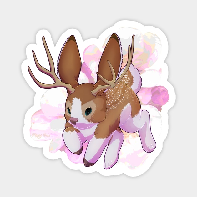 Apple Blossom Jackalope Magnet by Minji Fox