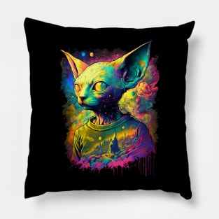 Psychedelic Sphynx Cat #2 Pillow