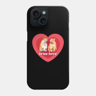 Two Cute Capybaras in Love, Surrounded by Red Hearts. Perfect for Capybara Lovers Phone Case