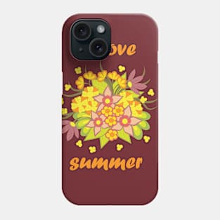 Orange summer composition doodle flowers Phone Case