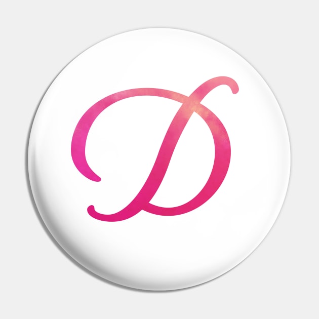 Letter D Monogram, Pink Color Personalized Design Pin by Star58