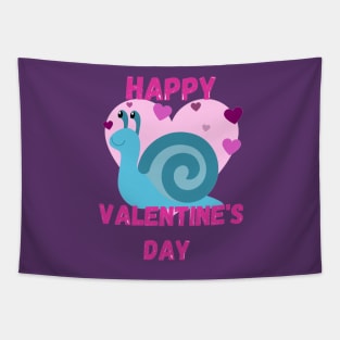 Blue Happy Valentines Day - Snail Tapestry