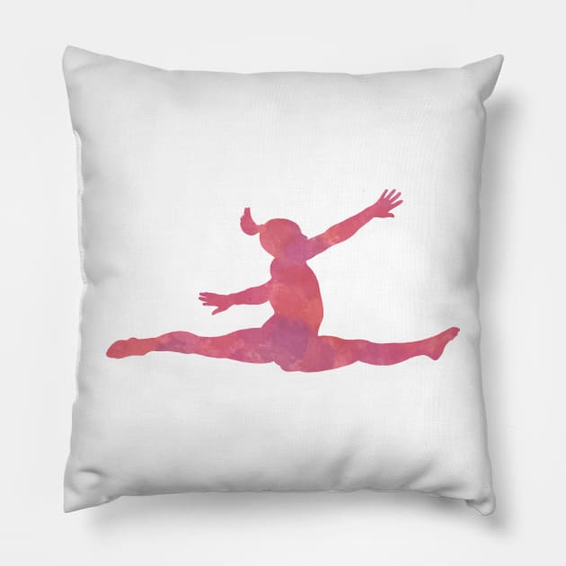 Pink gymnast/dancer split jump Pillow by Becky-Marie