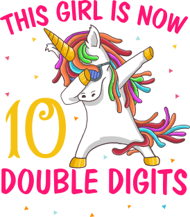 This Girl Is Now 10 Double Digits Funny 10th birthday Girl Dabbing unicorn Gifts T-shirt Magnet