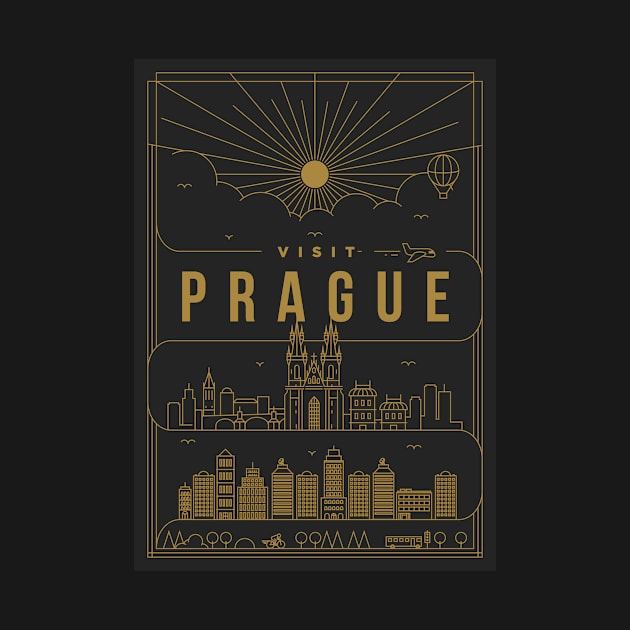 Prague Minimal Lineal Poster by kursatunsal