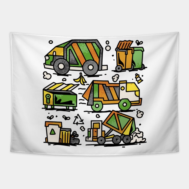 Garbage Trucks And Trash   P Tapestry by LindenDesigns