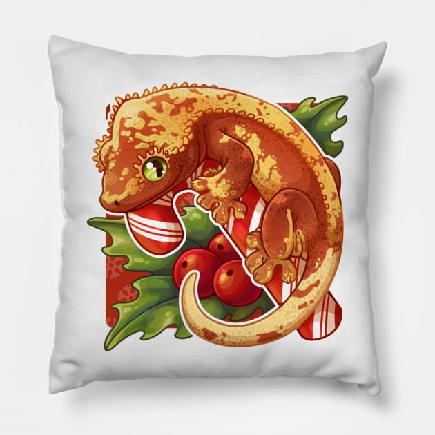 Christmas lizard Pillow by NatureDrawing
