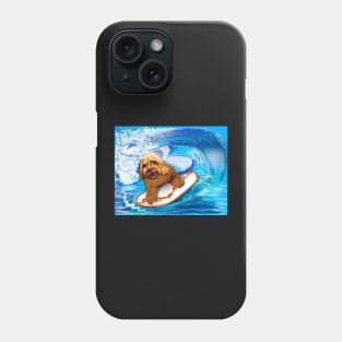 Cavapoo surfing puppy dog #002   - cavalier king charles spaniel poodleq, puppy love Phone Case