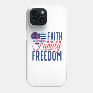 Patriotic Shirts for Men & Women American Flag Shirt Faith Family Freedom Graphic Tee USA Star Stripes Phone Case