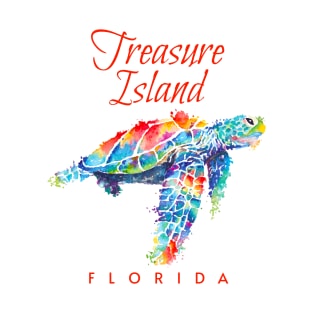 Treasure Island Florida Watercolor Sea Turtle T-Shirt