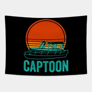 Pontoon Captain Funny Captoon Boat Lover Tapestry