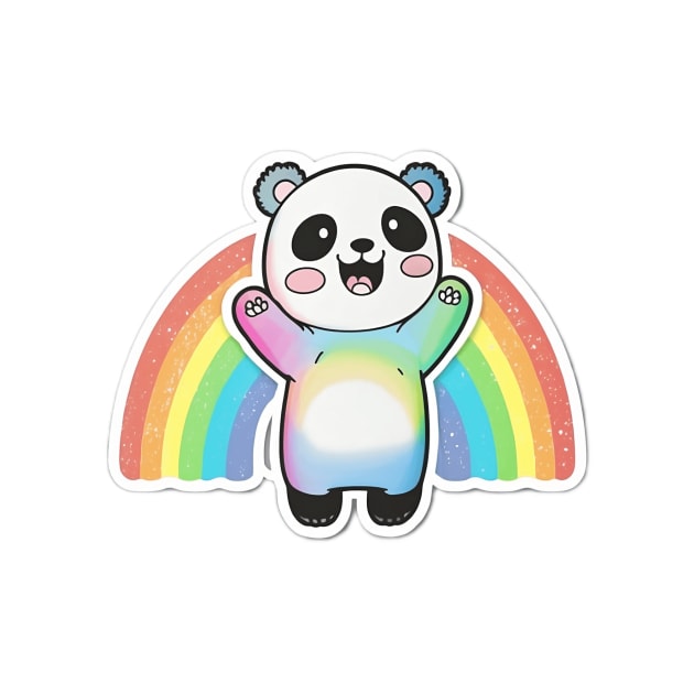 Cute Cartoon Panda Rainbow Colourful Funny Kawaii by kiddo200