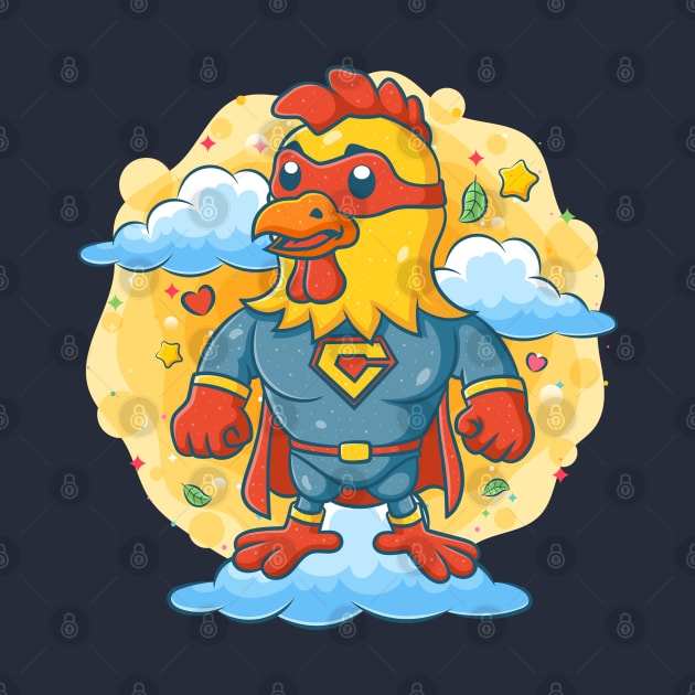 Rooster wearing superheroes costume by Mako Design 